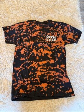 Coors Beer Black & Orange Tie-Dye Short Sleeve Tee